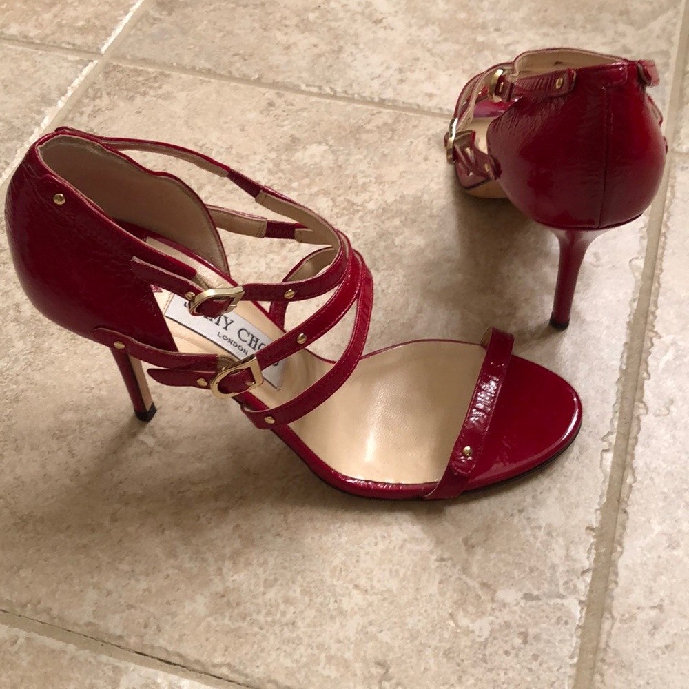 ✨HPx3✨Jimmy Choo Red Patent Leather Heels 38 - Picture 2 of 9